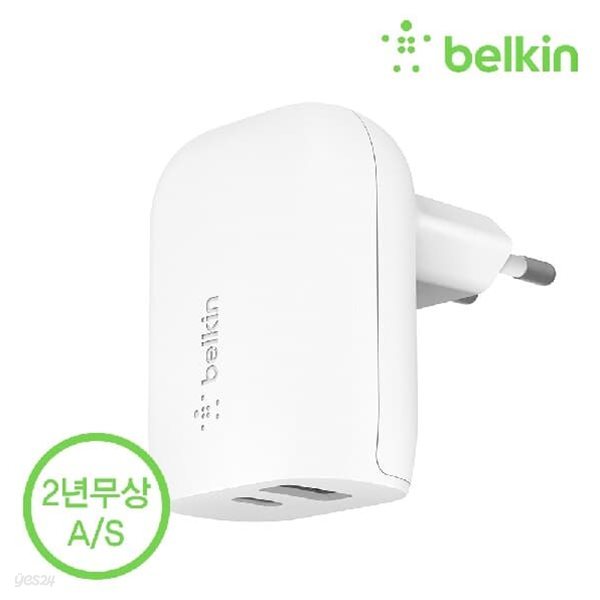 벨킨 부스트업 32W C타입 PD + USB-A 듀얼 고속 충전기 20W + 12W WCB004kr