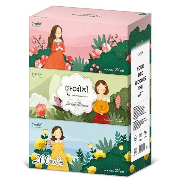 한예지 캐릭터 미용티슈 200매 3입 1팩