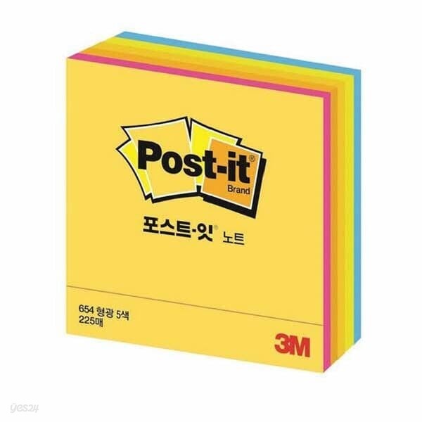 3M 포스트-잇&#174; 노트 CU-33(형광)(45장/5색상,76x76mm)