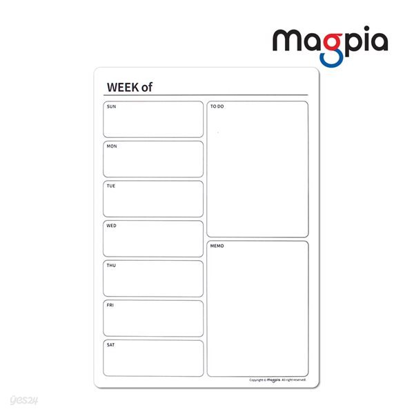 마그피아 고무자석 주계획표 세로형 보드 / MRMB-WS3040