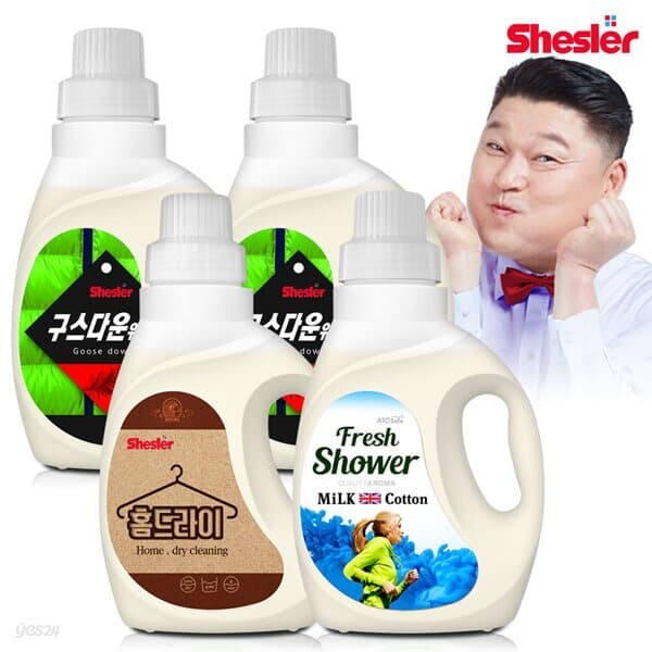 강호동의 쉬슬러 액상 세제 650ml 구스다운워시전용 2개+홈드라이전용 1개+유연제 프레쉬샤워향 1개