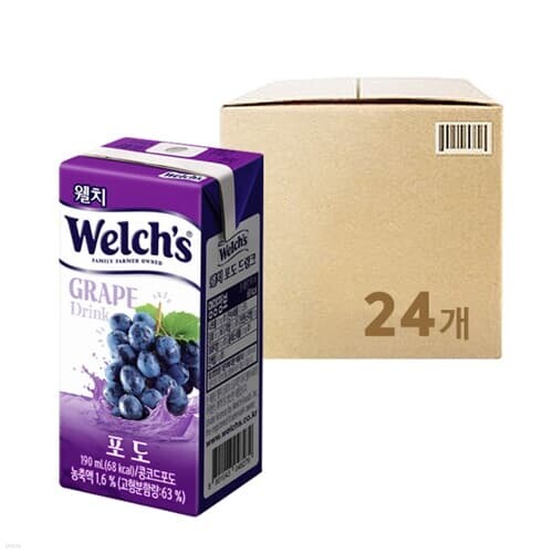 [글로벌푸드]Welchs 웰치 주스 (포도) 190ml x 24개