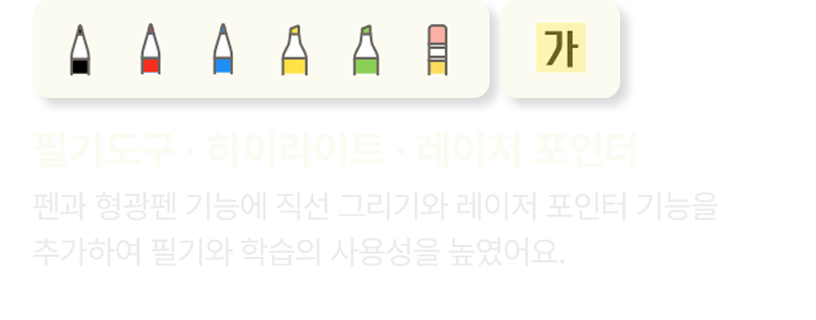 필기도, 하이라이트, 레이저 포인터