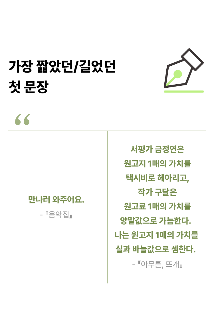 가장 짧았던/길었던 첫 문장