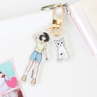 시간고양이 더블 키링