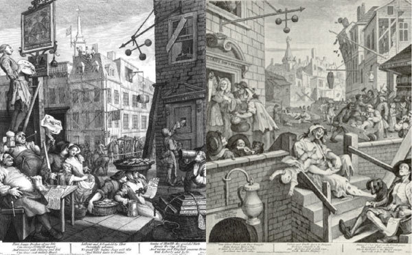 윌리엄 호가스(William Hogarth)의 「Beer Street and Gin Lane