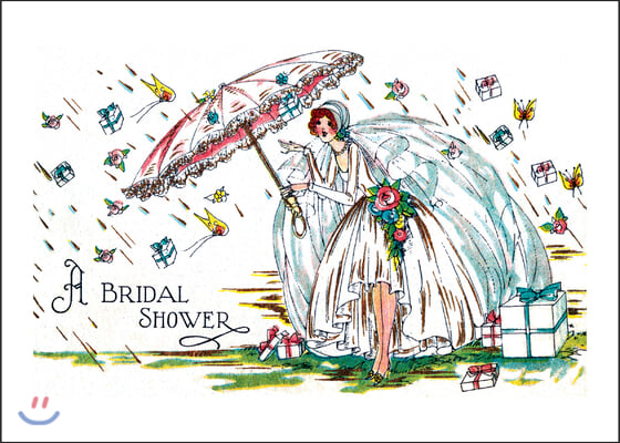 Bride With Umbrella Bridal Shower Greeting Cards