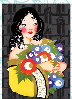 Lady With Ringlets &amp; Flowers Die Cut Notecards