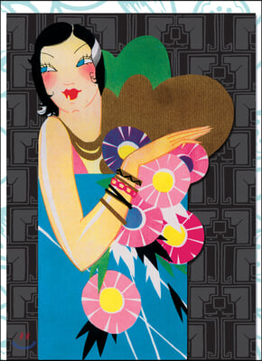 Flapper With Bracelets &amp; Flowers Die Cut Notecards