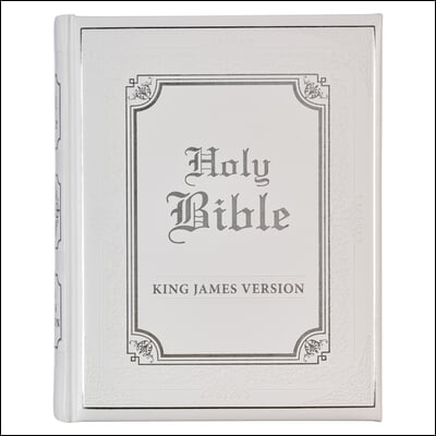 KJV Holy Bible, Classically Illustrated Heirloom Family Bible, Faux Leather Hardcover - Ribbon Markers, King James Version, White/Silver