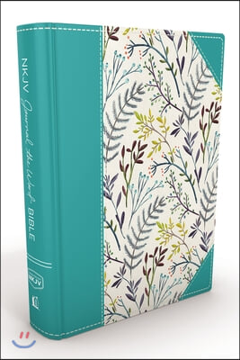NKJV, Journal the Word Bible, Large Print, Blue Floral Cloth, Red Letter Edition: Reflect, Journal, or Create Art Next to Your Favorite Verses