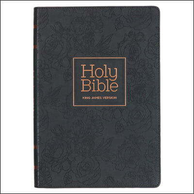 KJV Holy Bible, Thinline Large Print Faux Leather Red Letter Edition - Thumb Index &amp; Ribbon Marker, King James Version, Black, Zipper Closure