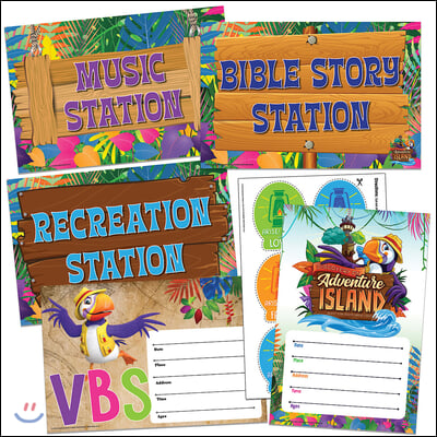 Vacation Bible School (Vbs) 2021 Discovery on Adventure Island Activity Center Signs &amp; Publicity Pak: Quest for God&#39;s Great Light