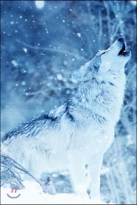 Blue Howling Wolf in Winter Illustration Art Journal: 150 Page Lined Notebook/Diary