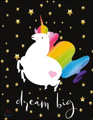 Dream Big: Cute Unicorn, Extra Large BLANK Sketchbook for Kids