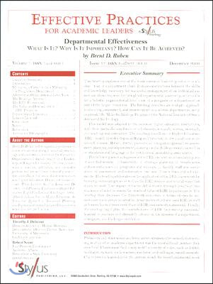 Effective Practices for Academic Leaders: Departmental Effectiveness