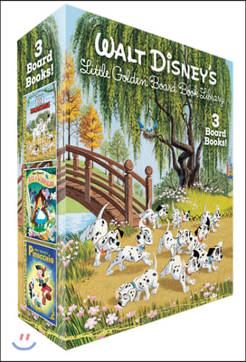 Walt Disney&#39;s Little Golden Board Book Library (Disney Classic): Pinocchio; Alice in Wonderland; 101 Dalmatians