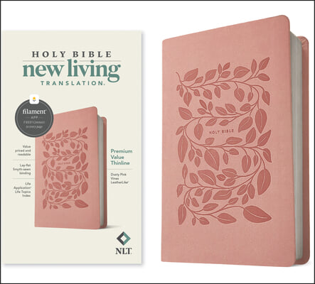 NLT Premium Value Thinline Bible, Filament-Enabled Edition (Leatherlike, Dusty Pink Vines)