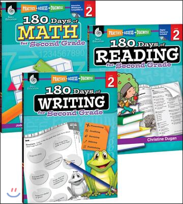 180 Days(tm) Reading, Writing and Math Grade 2: 3-Book Set: Practice, Assess, Diagnose