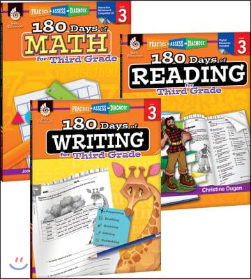 180 Days of Reading, Writing and Math Grade 3: 3-Book Set