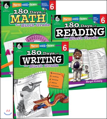 180 Days of Reading, Writing and Math Grade 6: 3-Book Set