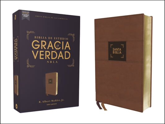 Nbla Biblia de Estudio Gracia Y Verdad, Leathersoft, Cafe, Interior a DOS Colores
