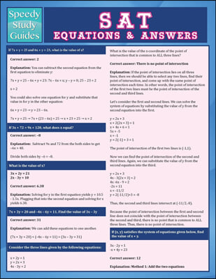 SAT Equations &amp; Answers (Speedy Study Guide) (Paperback)