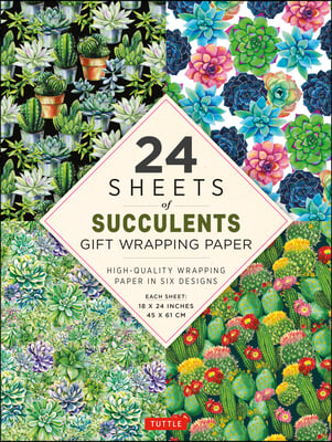 Succulents Gift Wrapping Paper - 24 Sheets: 18 X 24 (45 X 61 CM) Wrapping Paper