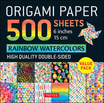 Origami Paper 500 sheets Rainbow Watercolors 6" (15 cm)