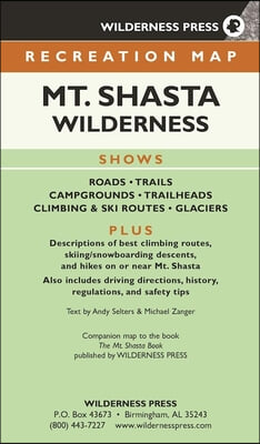 Map Mount Shasta Wilderness Recreation