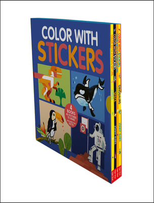 Color with Stickers 4-Book Boxed Set: Dinosaurs; Space; Jungle; Ocean