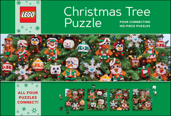 Lego Christmas Tree Puzzle: Four Connecting 100-Piece Puzzles