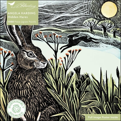 Adult Sustainable Jigsaw Puzzle Angela Harding: Hidden Hares: 1000-Pieces. Ethical, Sustainable, Earth-Friendly