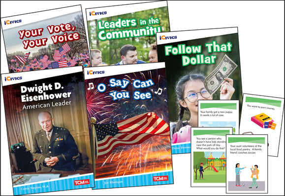 Icivics Grade 2: Leadership & Responsibility 5-Book Set + Game Cards