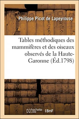 Tables methodiques des mammiferes et des oiseaux observes dans le departement de la Haute-Garonne