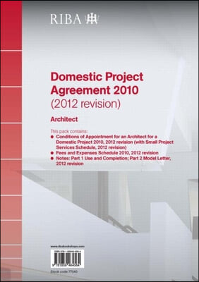 RIBA Domestic Project Agreement 2010 (2012 Revision): Architect (Pack of 10)