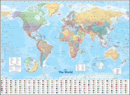 Collins World Wall Paper Map