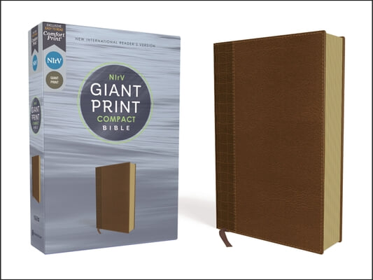 Nirv, Giant Print Compact Bible, Leathersoft, Brown, Comfort Print