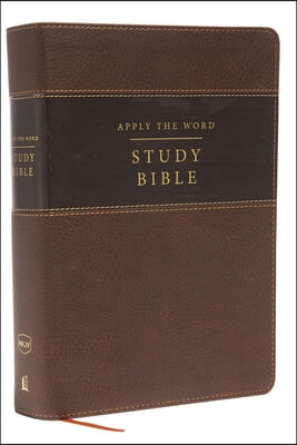 NKJV, Apply the Word Study Bible, Large Print, Imitation Leather, Brown, Indexed, Red Letter Edition: Live in His Steps