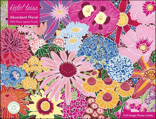 Adult Sustainable Jigsaw Puzzle Kate Heiss: Abundant Floral: 1000-Pieces. Ethical, Sustainable, Earth-Friendly