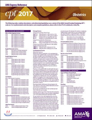 CPT 2017 Express Reference Coding Card Obstetrics