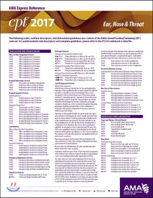 CPT 2017 Express Reference Coding Card Ear, Nose, Throat