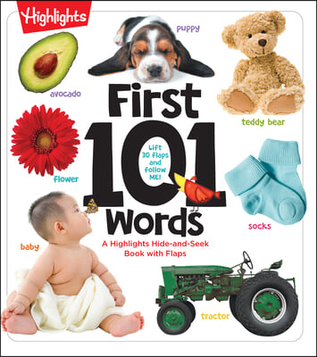 First 101 Words: Hidden Pictures Lift-The-Flap Board Book, Learn Animals, Food, Shapes, Colors and Numbers, Interactive First Words Boo