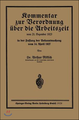 Kommentar Zur Verordnung ?ber Die Arbeitszeit