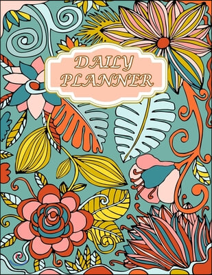 Daily Planner: For Work With Timed Undated ( Size 8.5 X 11 ) Design with Tropic Flowers, Jungle, Palm Leaves, Tropical Garden