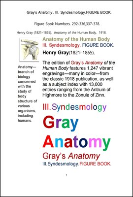 그레이 아나토미의, 제3권 인대학 靭帶學 해부학.도해 圖解 그림책.Gray’s Anatomy . III. Syndesmology.FIGURE BOOK. by Henry Gray