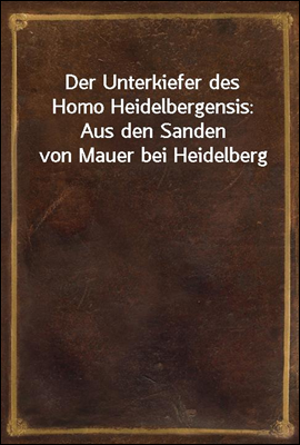 Der Unterkiefer des Homo Heidelbergensis: Aus den Sanden von Mauer bei Heidelberg