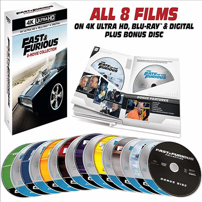 Fast & Furious 8-Movie Collection (분노의 질주: 8 무비 컬렉션) (한글무자막)(4K Ultra HD + Blu-ray + Digital)