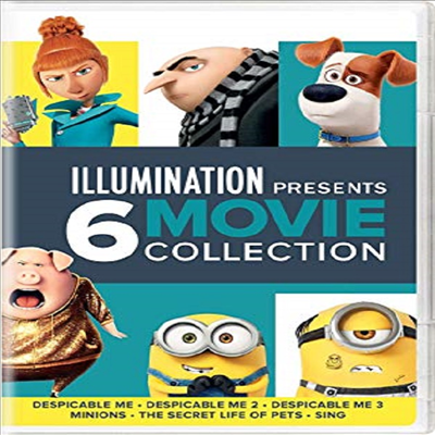 Illumination Presents: 6-Movie Collection :Despicable Me / Despicable Me 2 / Despicable Me 3 / Minions / The Secret Life of Pets / Sing (일루머네이션 6 무비 컬렉션)(지역코드1)(한글무자막)(DVD)