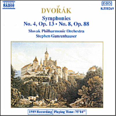 드보르작 : 교향곡 4번, 8번 (Dvorak : Symphony No.4 Op.13, No.8 Op.33)(CD) - Stephen Gunzenhauser